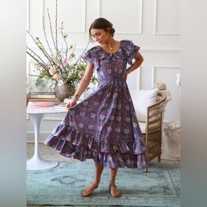 Mille Resprt Floral Ruffle Midi Dress size large